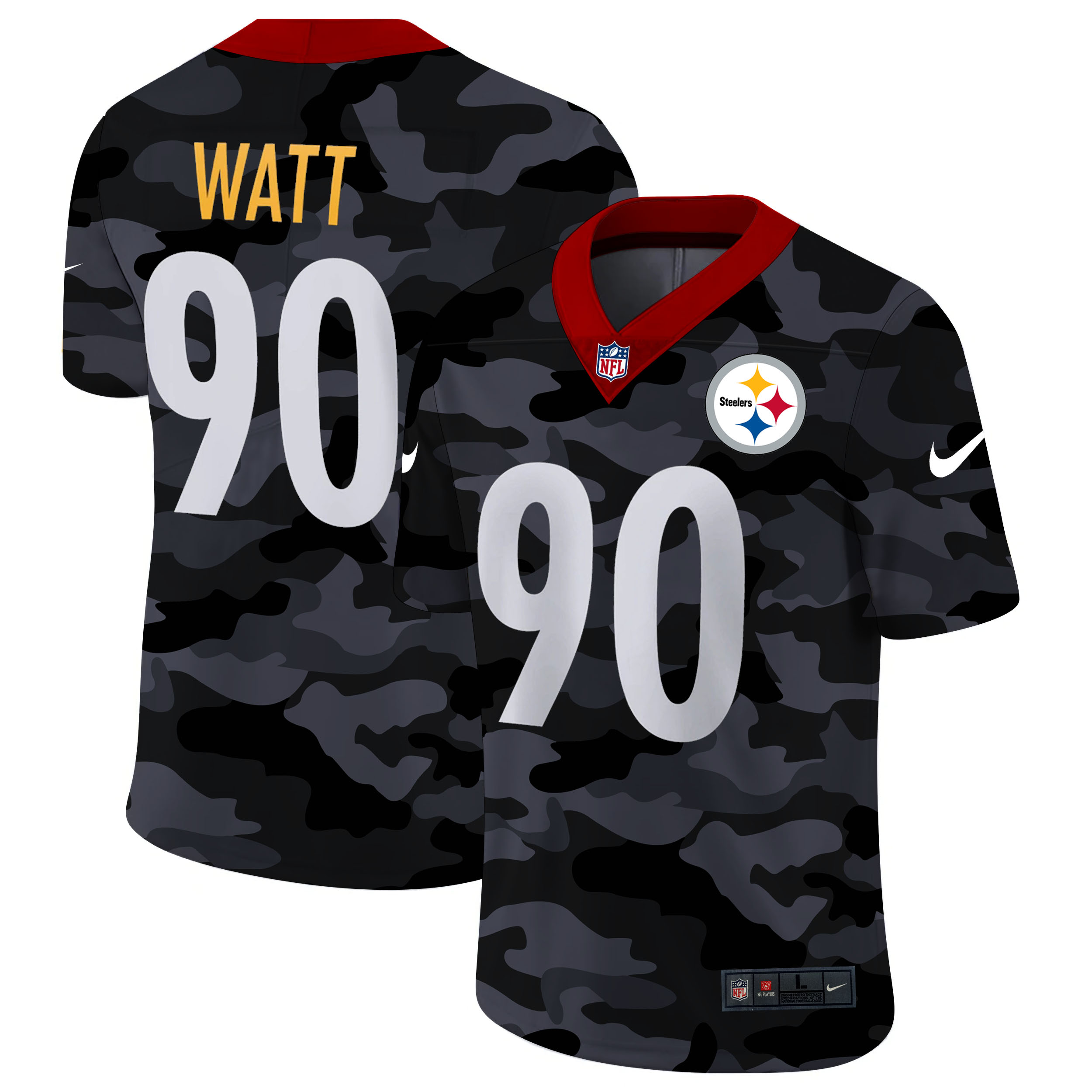 Men's Pittsburgh Steelers #90 T. J. Watt 2020 Camo Stitched Limited Jersey